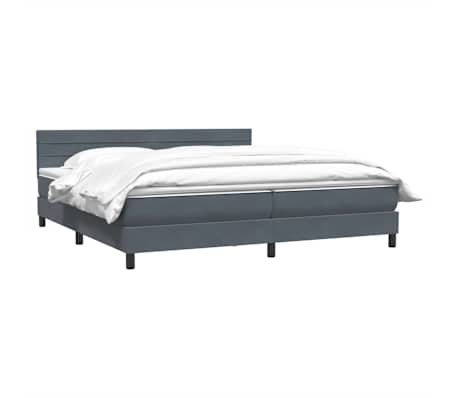 vidaXL kontinentalseng med madras 180x210 cm fl&oslash;jl m&oslash;rkegr&aring;