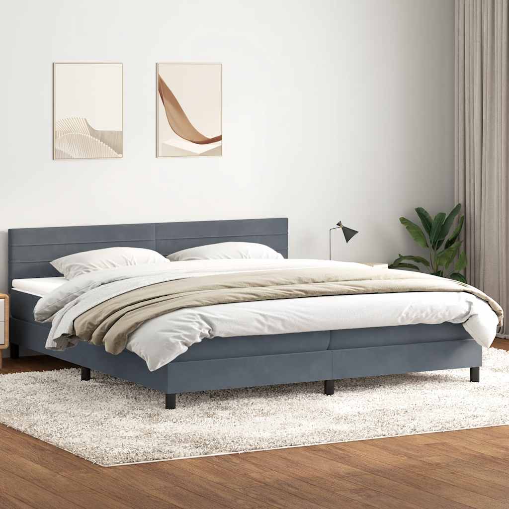 Box spring postel s matrací tmavě šedá 180x210 cm samet