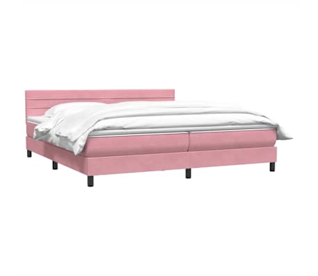 vidaXL Boxspringbett mit Matratze Rosa 180x210 cm Samt