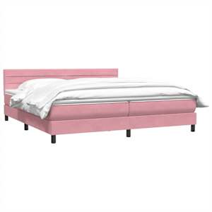 vidaXL Boxspringbett mit Matratze Rosa 180x210 cm Samt