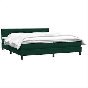 Box spring postel s matrací tmavě zelená 200x210 cm samet - obrázek 3