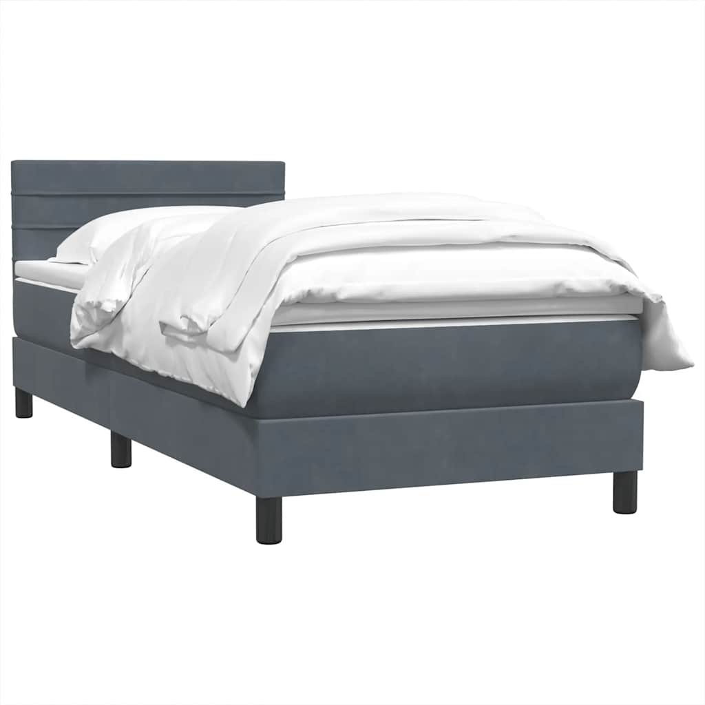 vidaXL Boxspring met matras fluweel donkergrijs 80x220 cm afbeelding