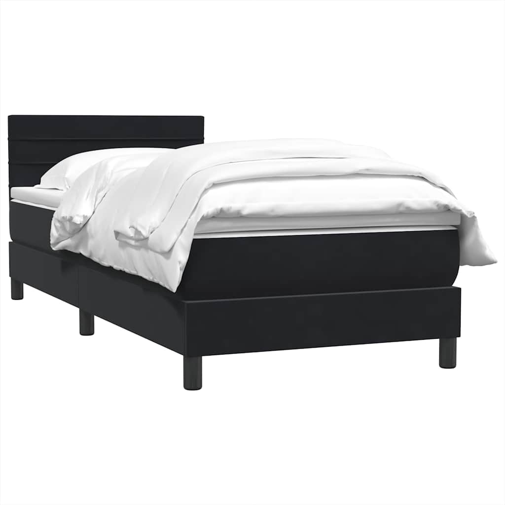 vidaXL Boxspring met matras fluweel zwart 80x220 cm afbeelding
