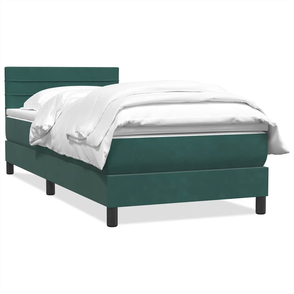 Thumbnail - vidaXL Boxspringbett mit Matratze Dunkelgrün 80x220 cm Samt