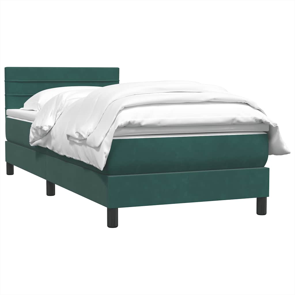Thumbnail - vidaXL Boxspringbett mit Matratze Dunkelgrün 80x220 cm Samt