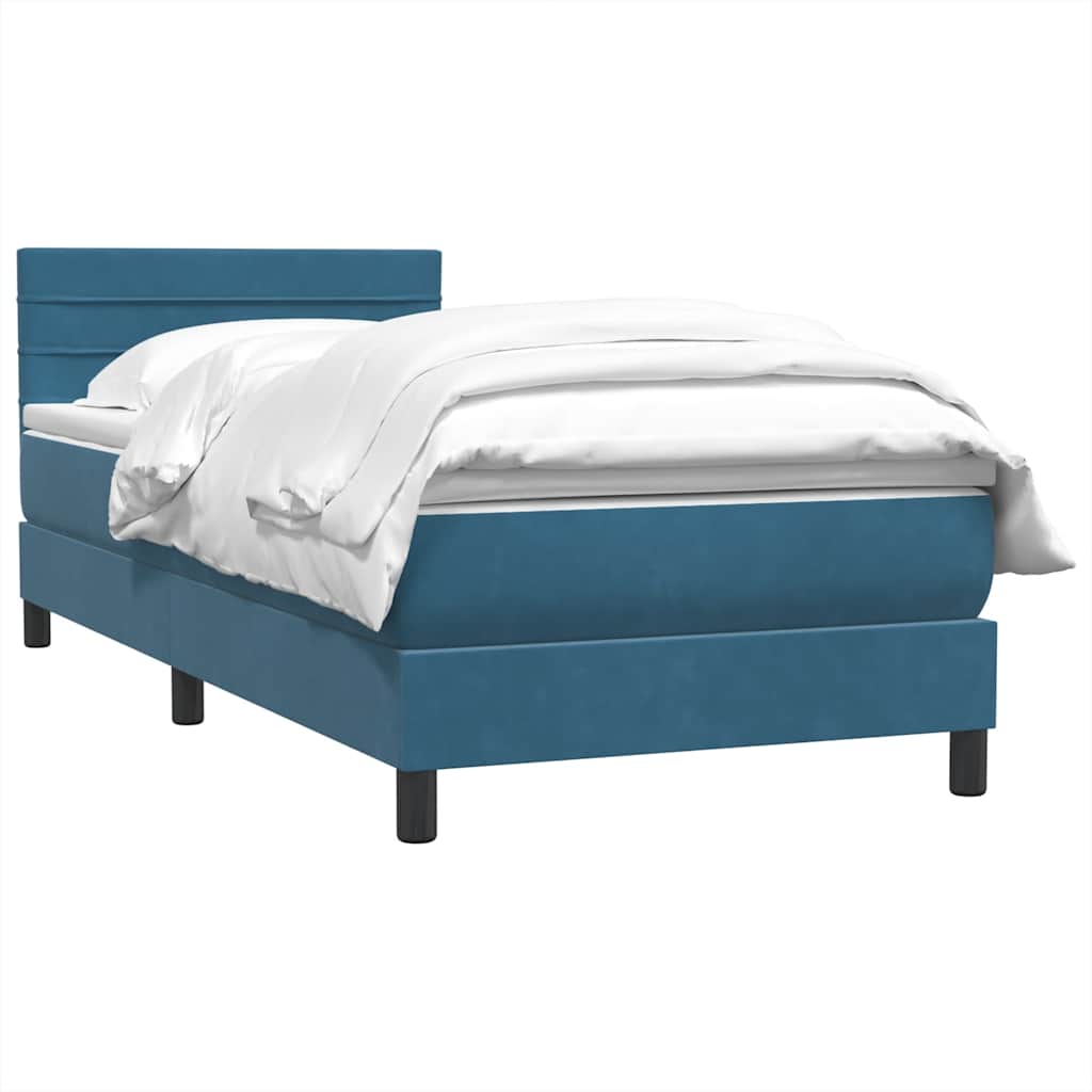 vidaXL Boxspring met matras fluweel donkerblauw 80x220 cm afbeelding