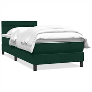 Box spring postel s matrací tmavě zelená 100x220 cm samet - obrázek 2