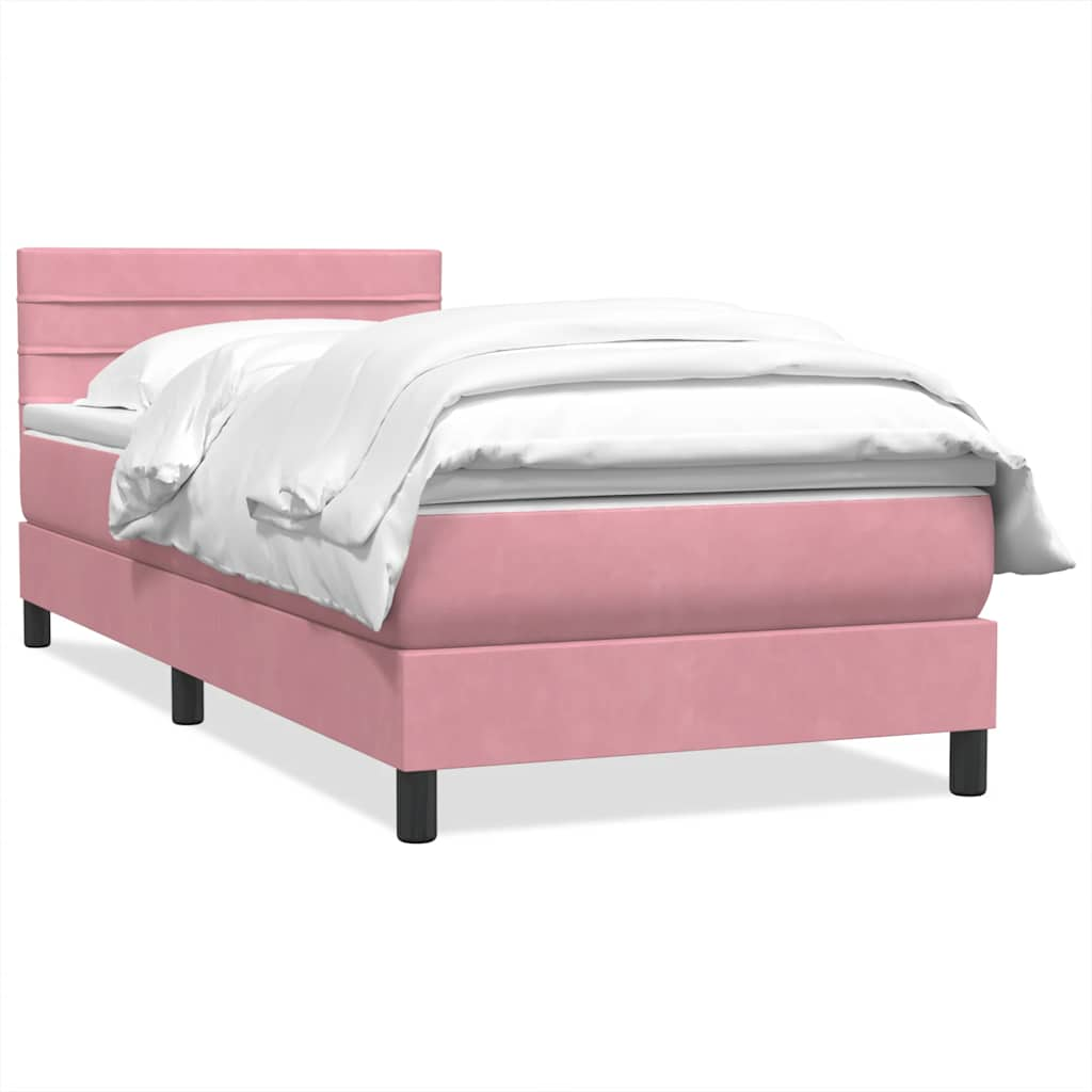 vidaXL Box Spring postelja z vzmetnico Pink 100x220 cm Velvet