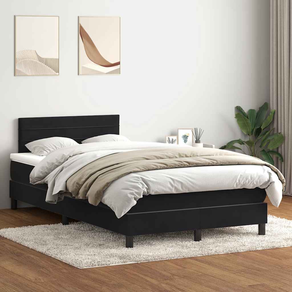 vidaXL Boxspringbett mit Matratze Schwarz 120x220 cm Samt