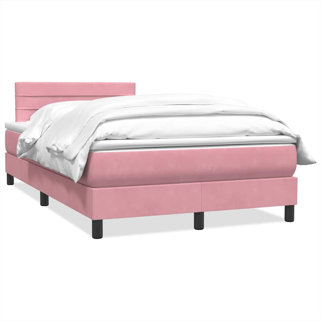 vidaXL Box Spring postelja z vzmetnico Pink 120x220 cm Velvet