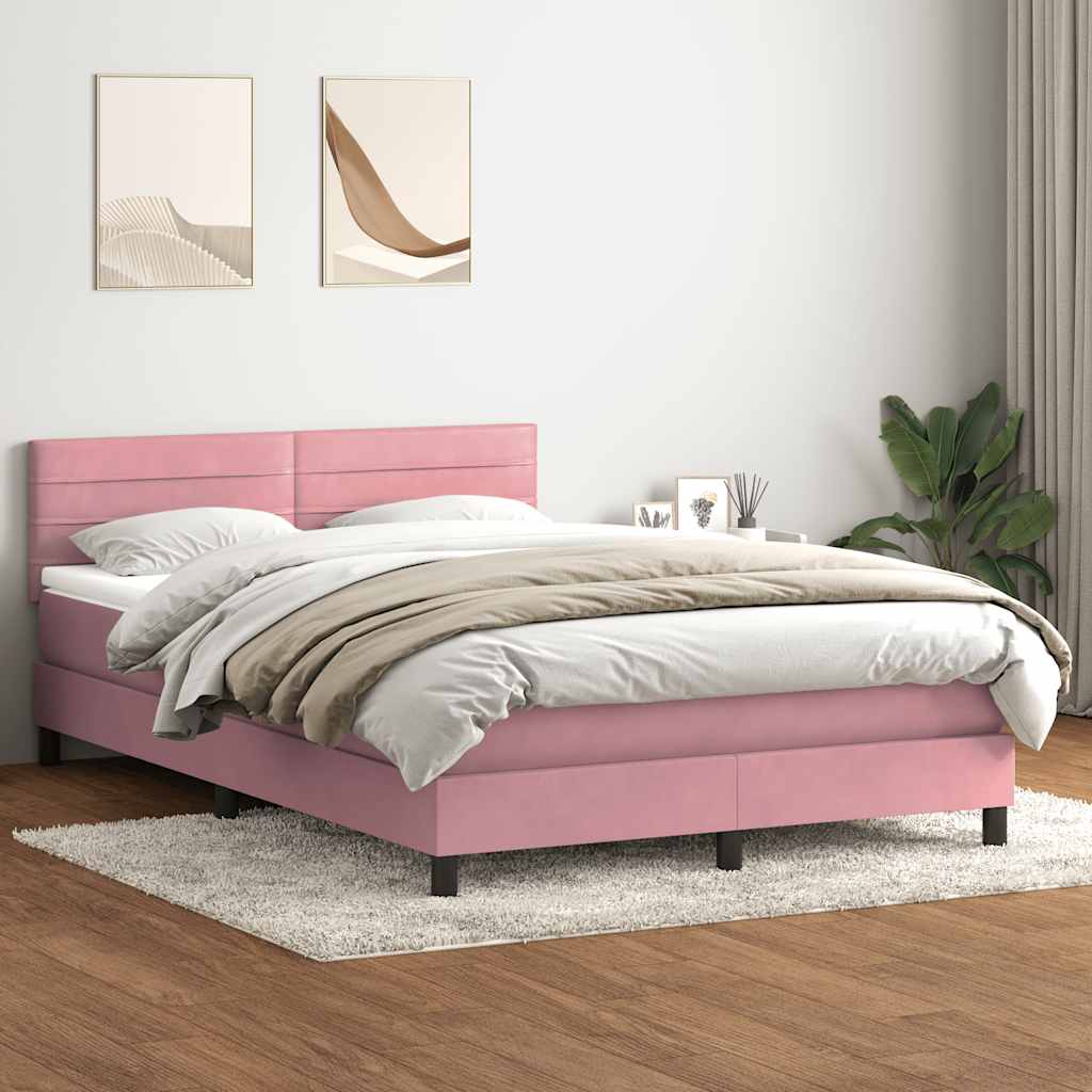 vidaXL Giroletto a Molle con Materasso Rosa 140x220 cm in Velluto