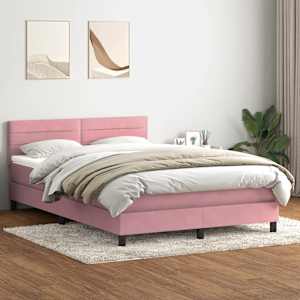 Box spring postelja z vzmetnico roza 160x220 cm žamet