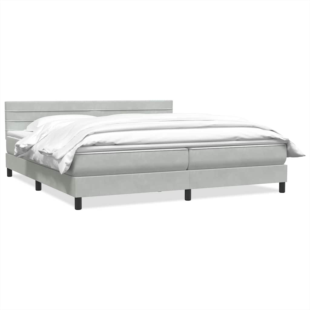 vidaXL Box Spring postelja z vzmetnico svetlo siva 180x220 cm žametna