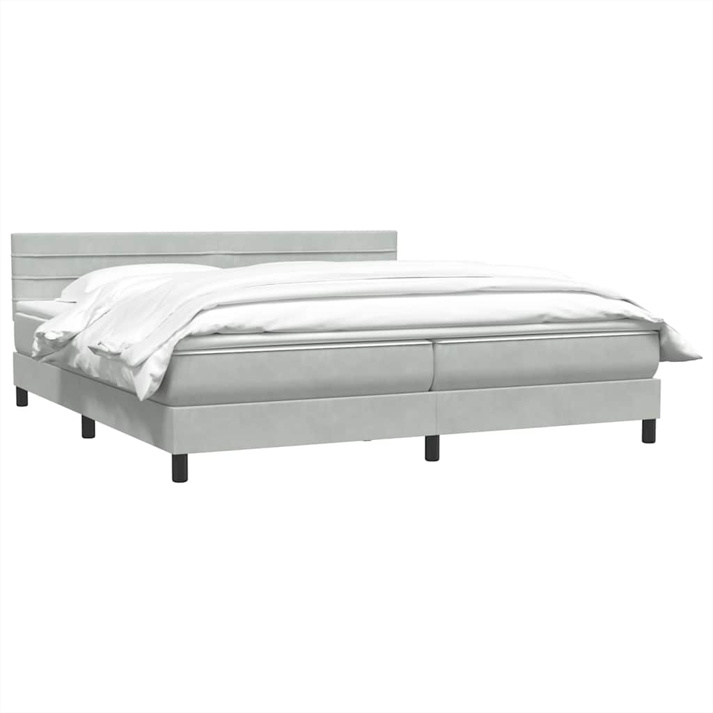 Thumbnail - vidaXL Boxspringbett mit Matratze Hellgrau 180x220 cm Samt
