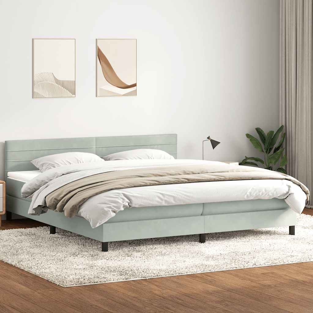 Box spring postel s matrací světle šedá 180x220 cm samet