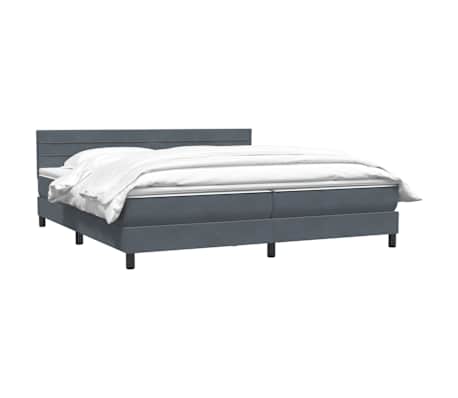 vidaXL Sommier &agrave; lattes de lit et matelas gris fonc&eacute; 200x220cm velours