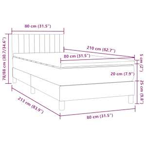 Box spring postel s matrací černá 80x210 cm samet - obrázek 12