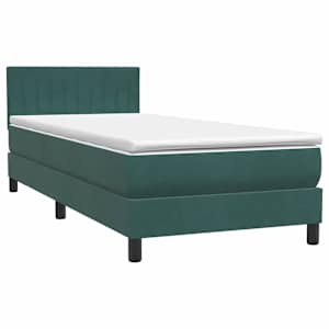 Box spring postel s matrací tmavě zelená 80x210 cm samet - obrázek 2