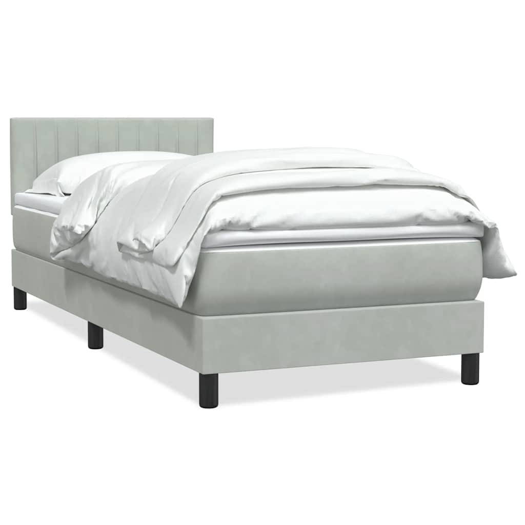 vidaXL Boxspringbett mit Matratze Hellgrau 90x210 cm Samt