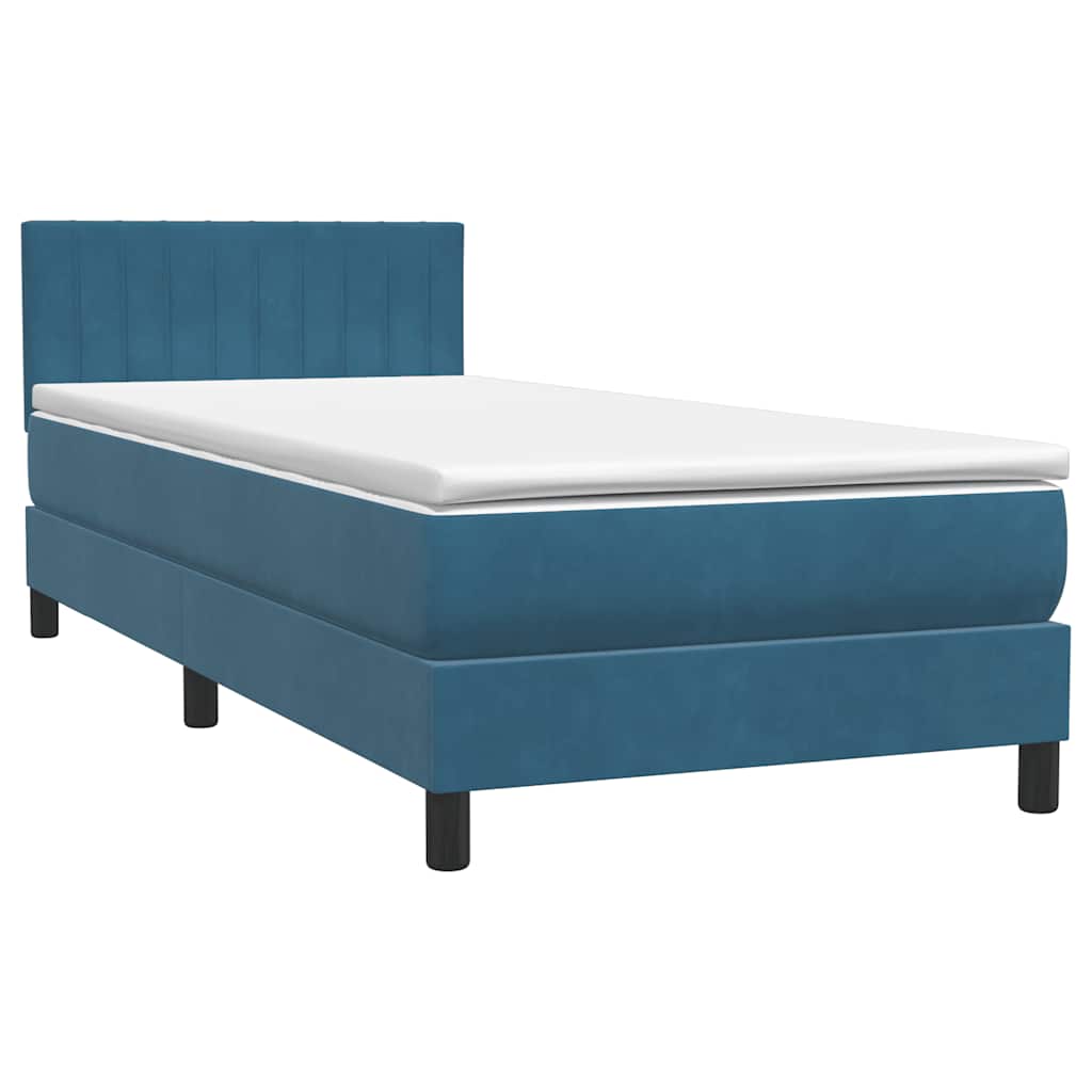 Thumbnail - vidaXL Boxspringbett mit Matratze Dunkelblau 90x210 cm Samt