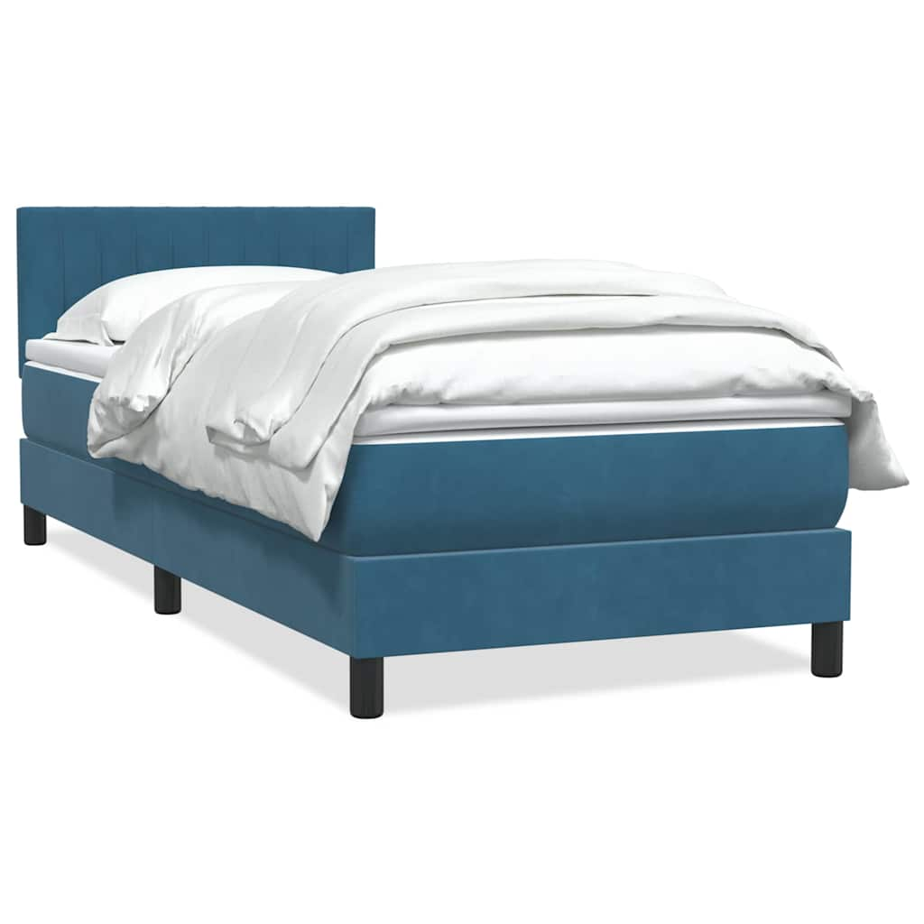 vidaXL Boxspringbett mit Matratze Dunkelblau 90x210 cm Samt