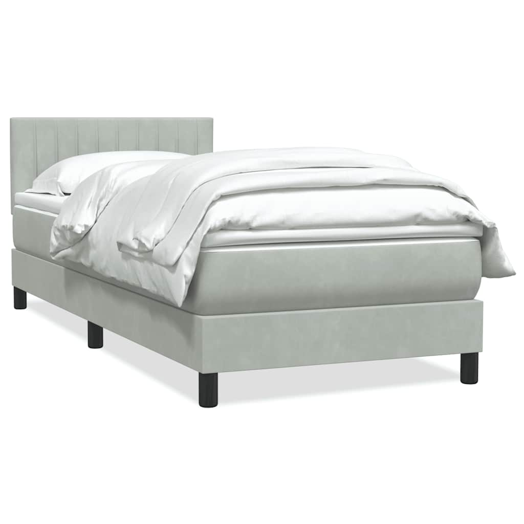 vidaXL Boxspringbett mit Matratze Hellgrau 100x210 cm Samt