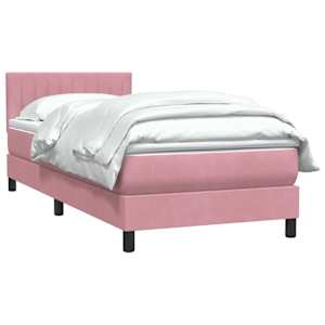 Box spring postel s matrací růžová 100x210 cm samet - obrázek 4