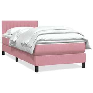 Box spring postel s matrací růžová 100x210 cm samet