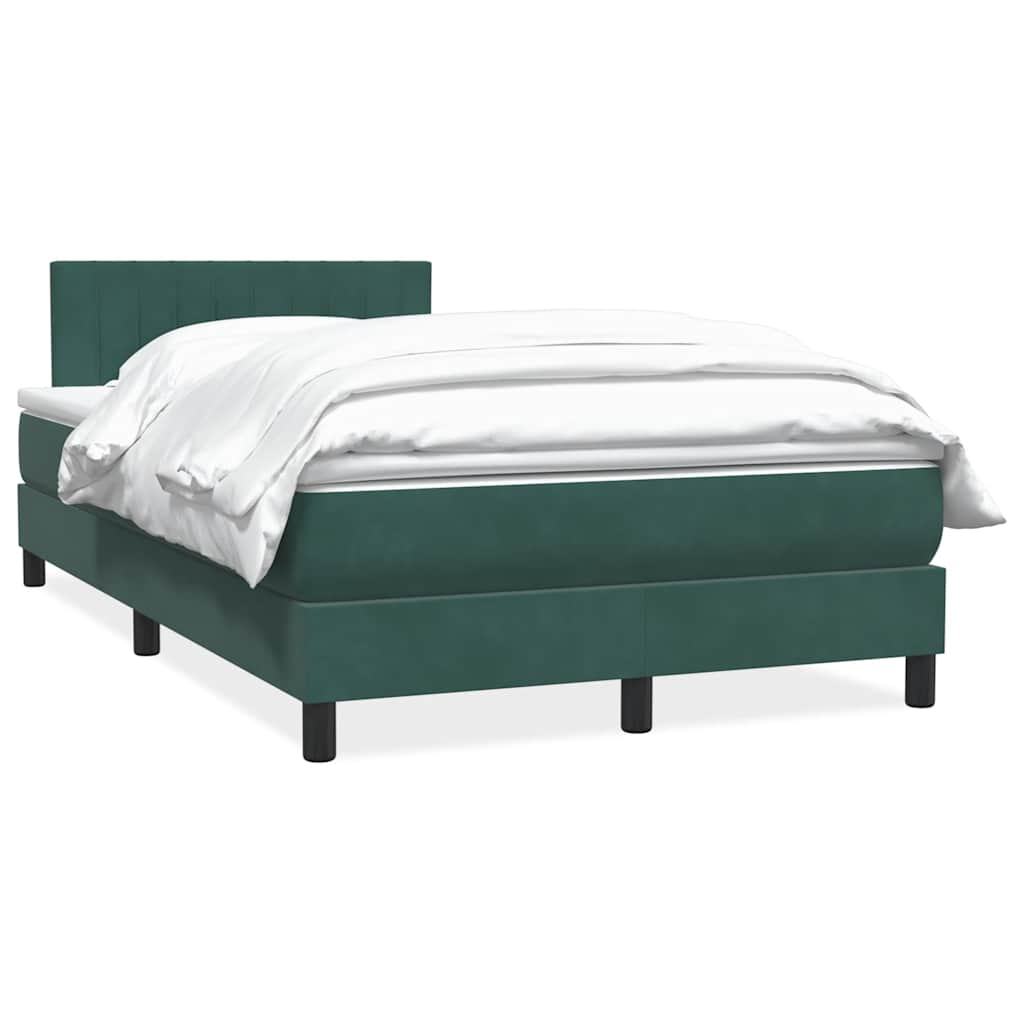 vidaXL Pat box spring cu saltea, verde închis, 120x210 cm, catifea