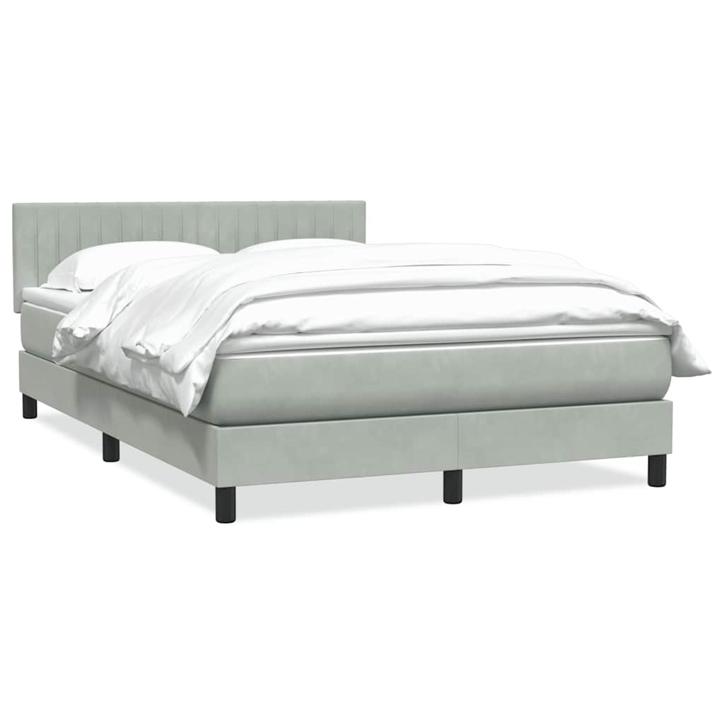 vidaXL Boxspringbett mit Matratze Hellgrau 140x210 cm Samt