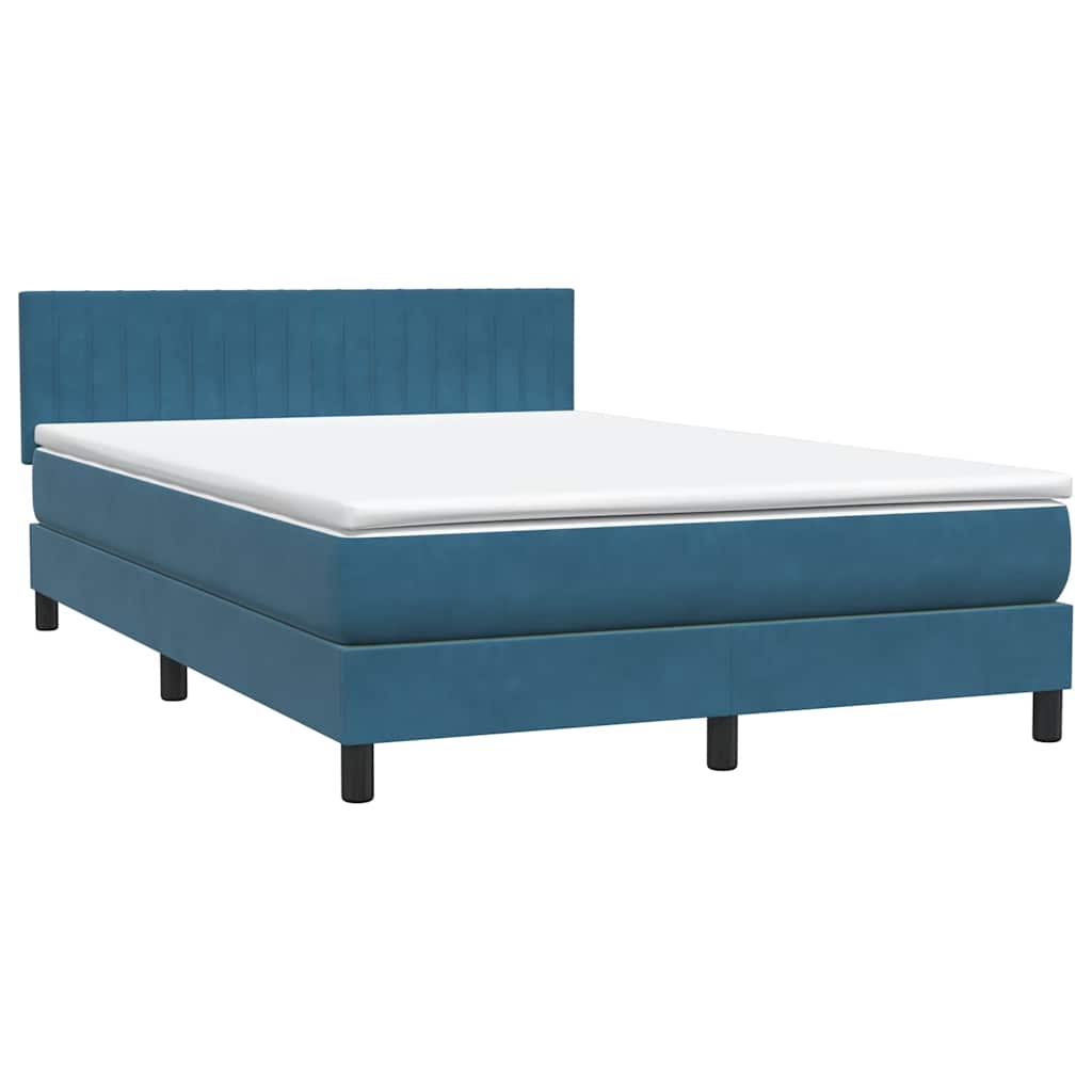 Thumbnail - vidaXL Boxspringbett mit Matratze Dunkelblau 140x210 cm Samt