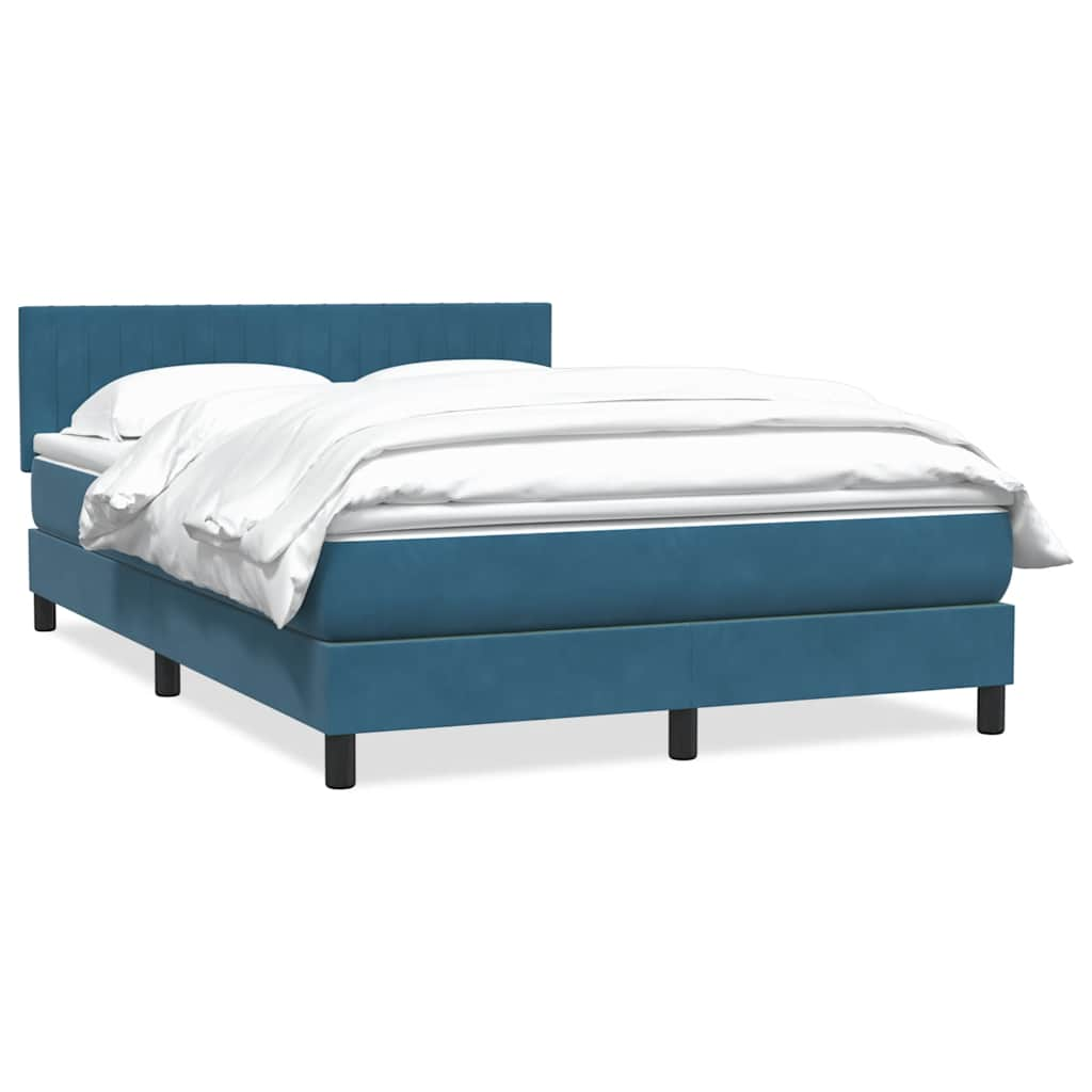 vidaXL Boxspringbett mit Matratze Dunkelblau 140x210 cm Samt