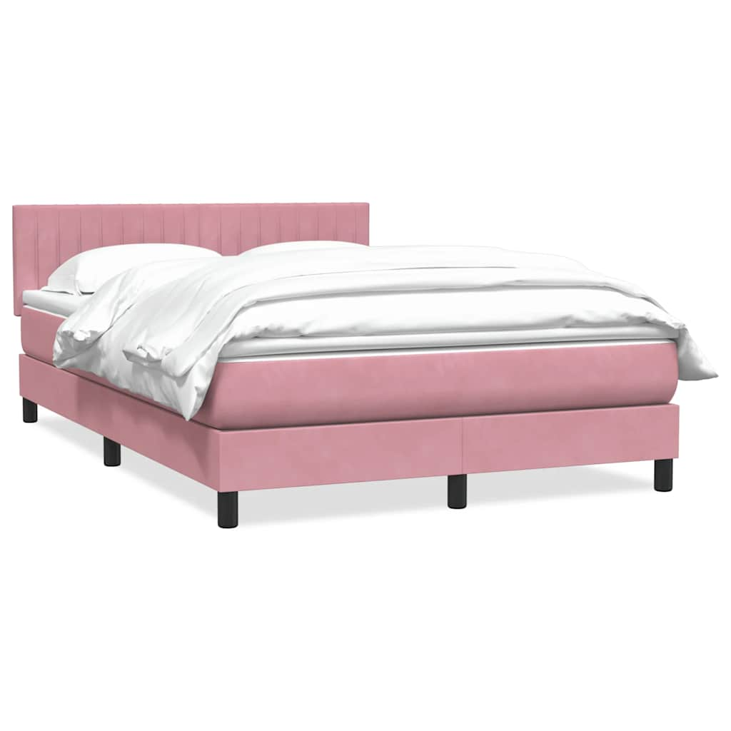 vidaXL Boxspringbett mit Matratze Rosa 140x210 cm Samt