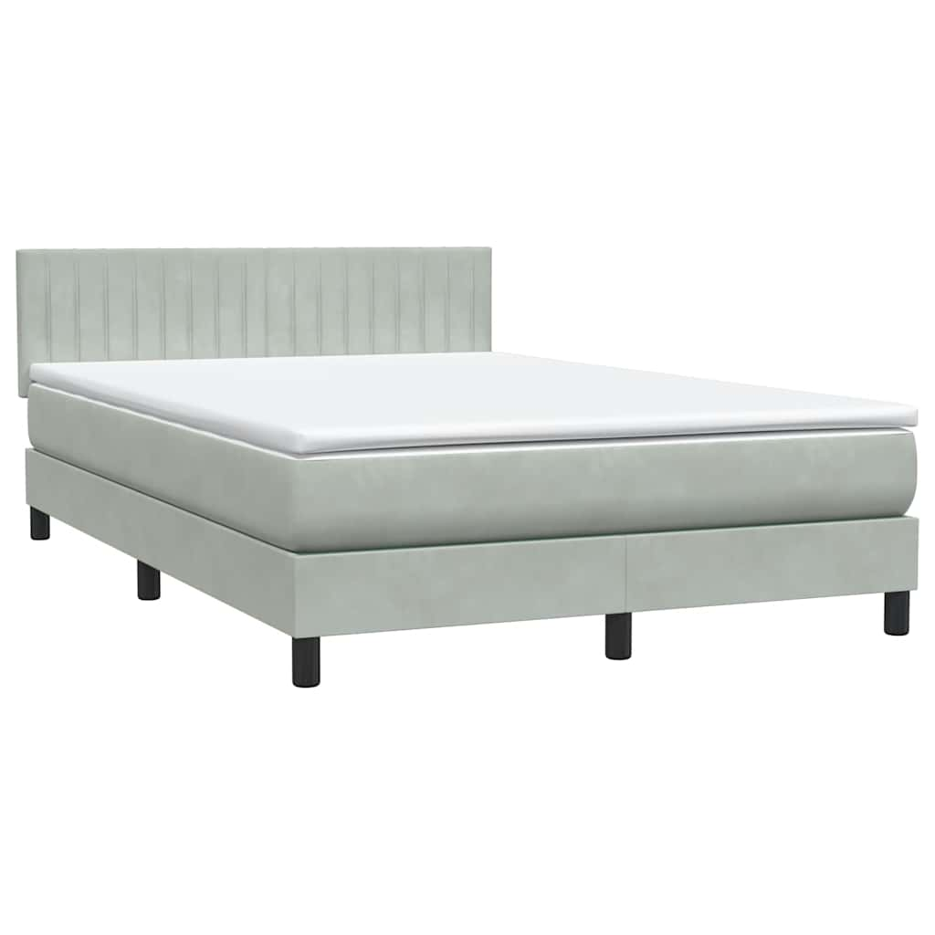 VidaXL Box Spring Postel S Matrací Světle šedá 160x210 Cm Samet