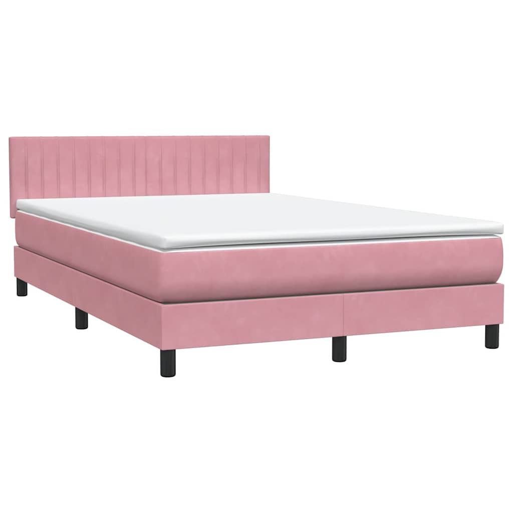 vidaXL Boxspring met matras fluweel roze 160x210 cm, foto 3
