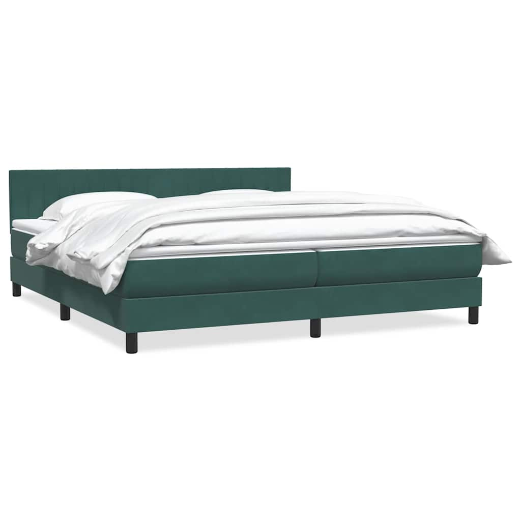 vidaXL Pat box spring cu saltea, verde închis, 180x210 cm, catifea