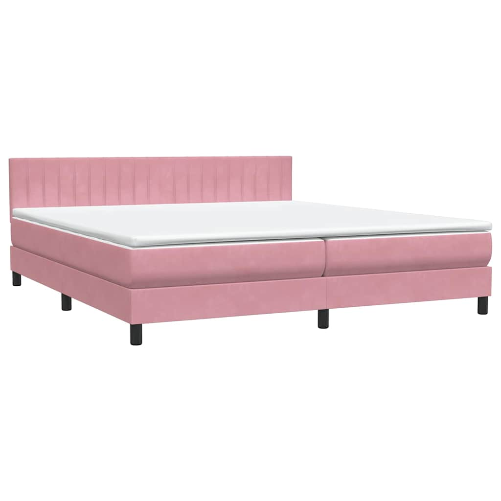 vidaXL Box spring postelja z vzmetnico roza 180x210 cm žamet