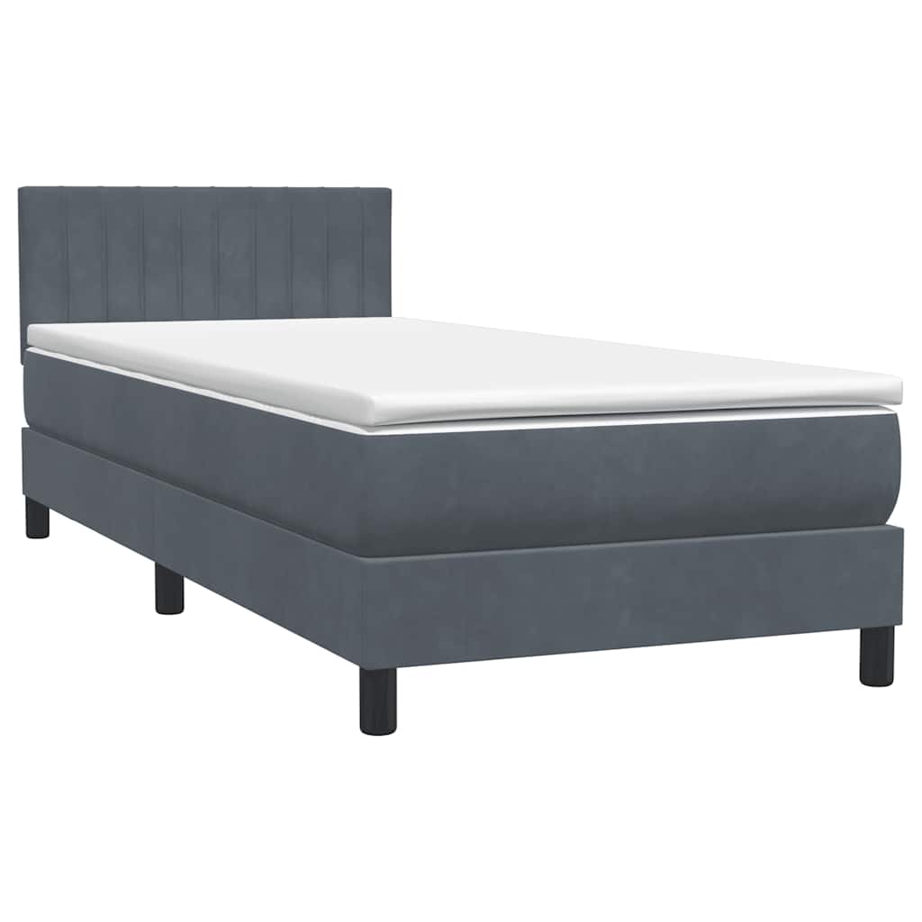 vidaXL Boxspring met matras fluweel donkergrijs 80x220 cm grijs, foto 3