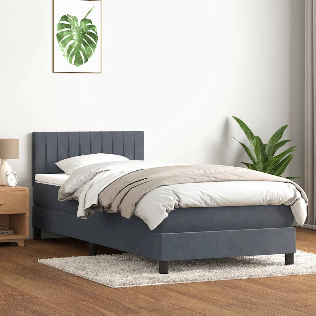 Thumbnail - vidaXL Boxspringbett mit Matratze Dunkelgrau 80x220 cm Samt