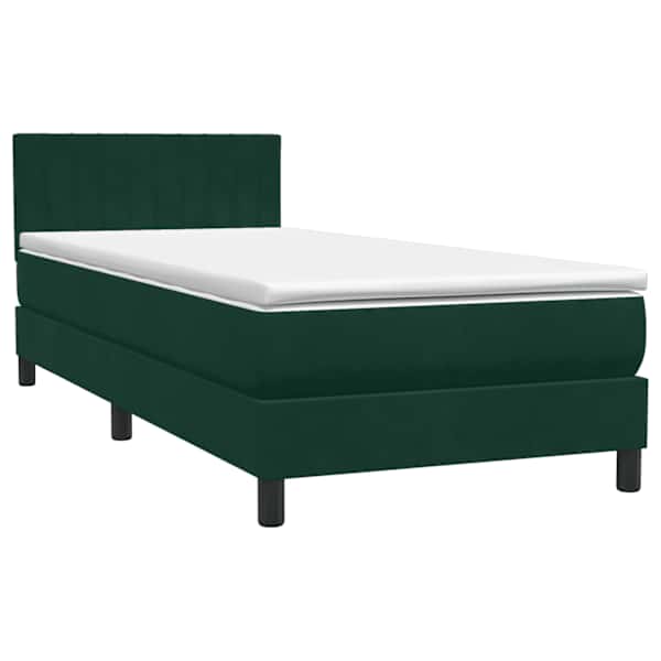 vidaXL Box Vedruvoodi madratsiga Tumeroheline 80x220 cm samet