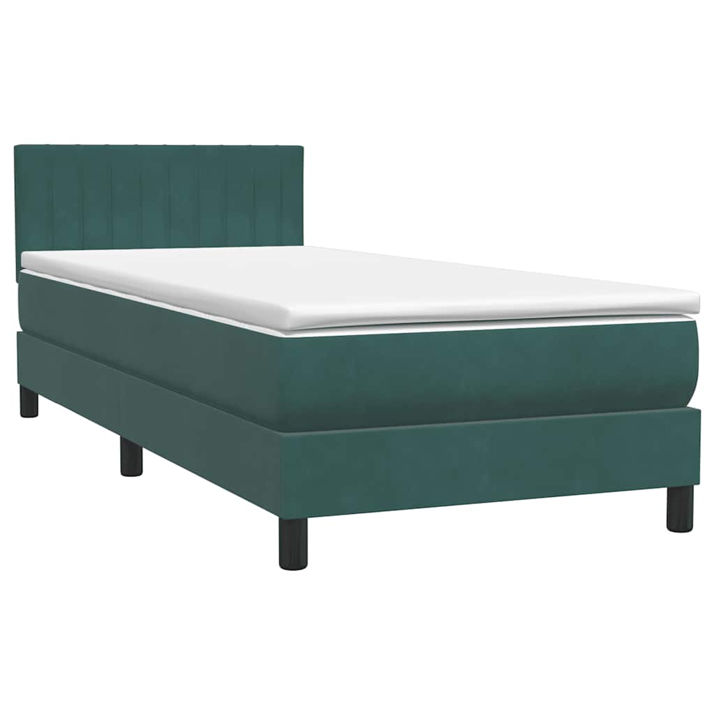 Thumbnail - vidaXL Boxspringbett mit Matratze Dunkelgrün 80x220 cm Samt