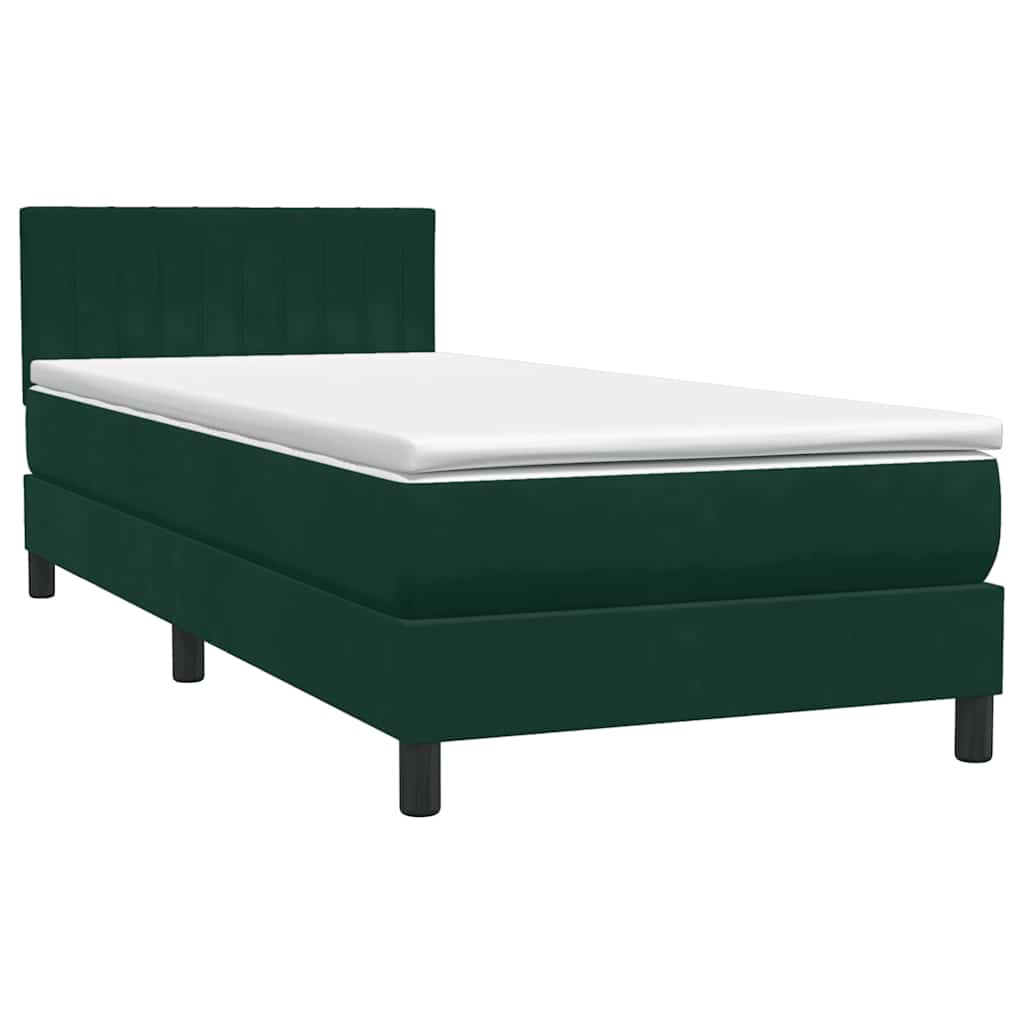 vidaXL Boxspring met matras fluweel donkergroen 80x220 cm groen, foto 3