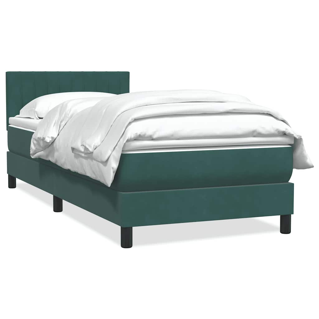 vidaXL Pat box spring cu saltea, verde închis, 80x220 cm, catifea