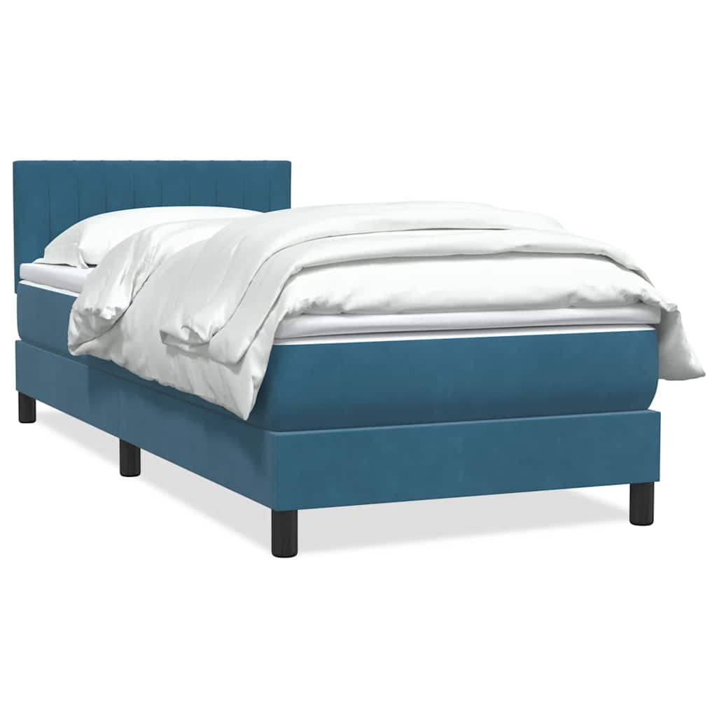 vidaXL Boxspringbett mit Matratze Dunkelblau 80x220 cm Samt