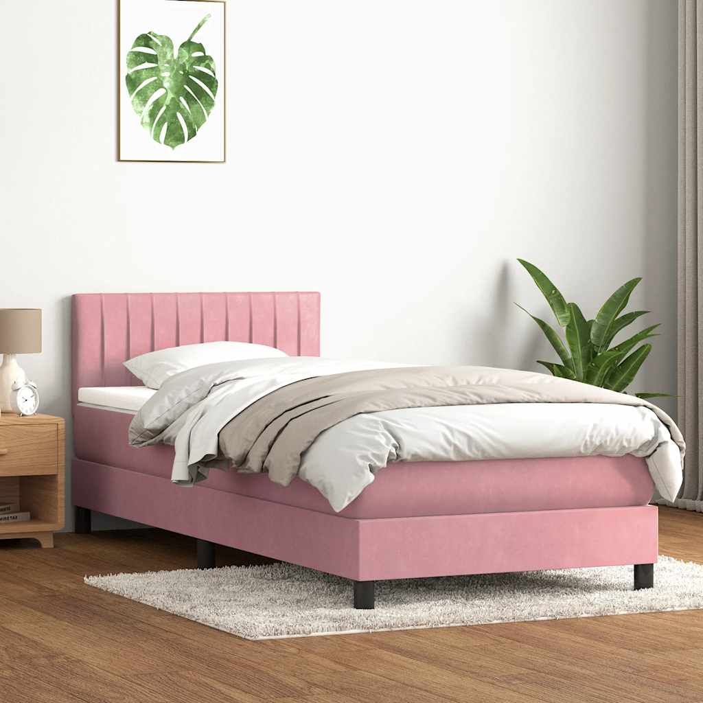 Thumbnail - vidaXL Boxspringbett mit Matratze Rosa 80x220 cm Samt