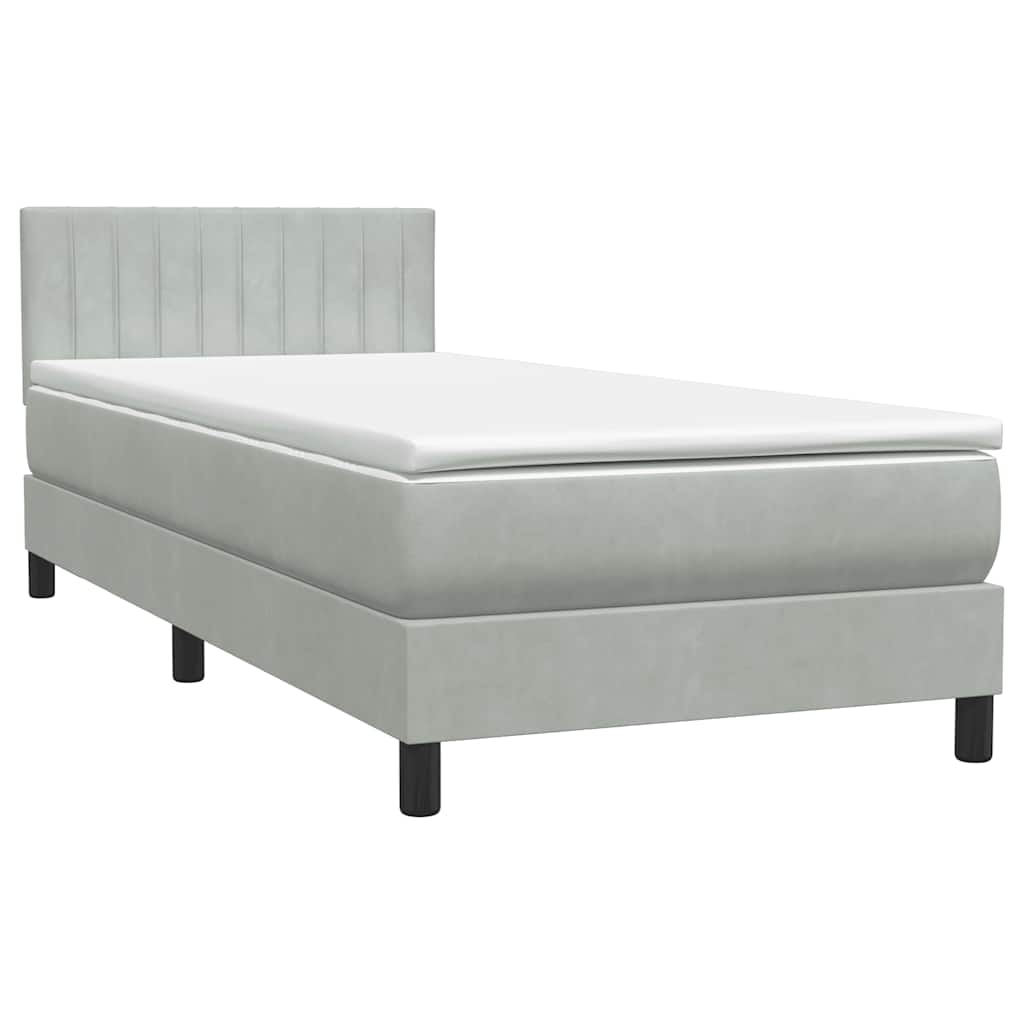 vidaXL Box Spring Postel s matrací Světle šedá 90x220 cm Samet