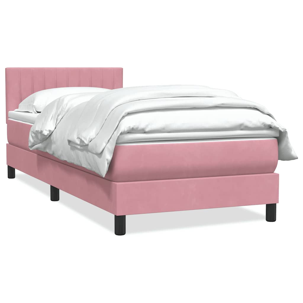 vidaXL Boxspringbett mit Matratze Rosa 90x220 cm Samt