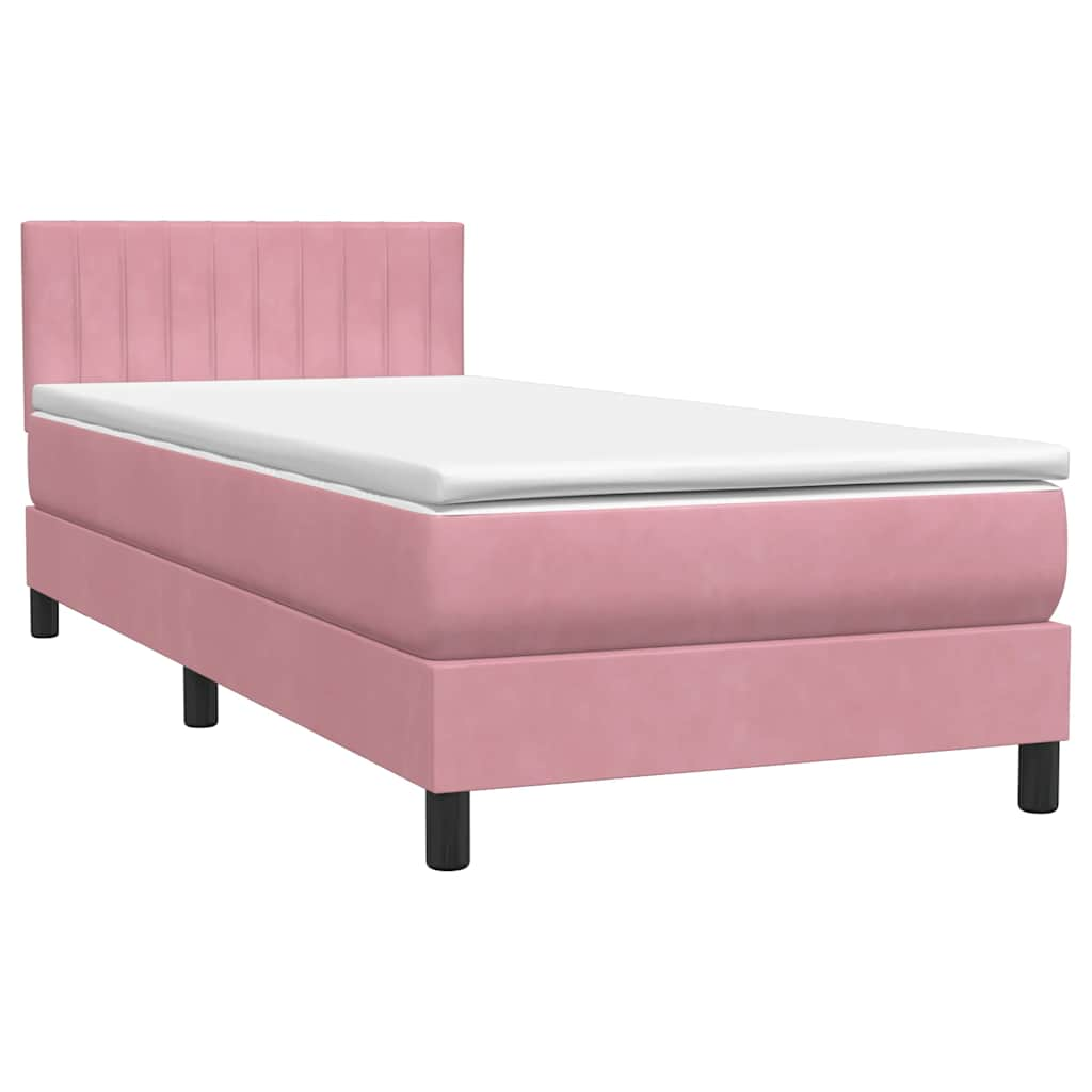 vidaXL Box Spring postelja z vzmetnico Pink 100x220 cm Velvet