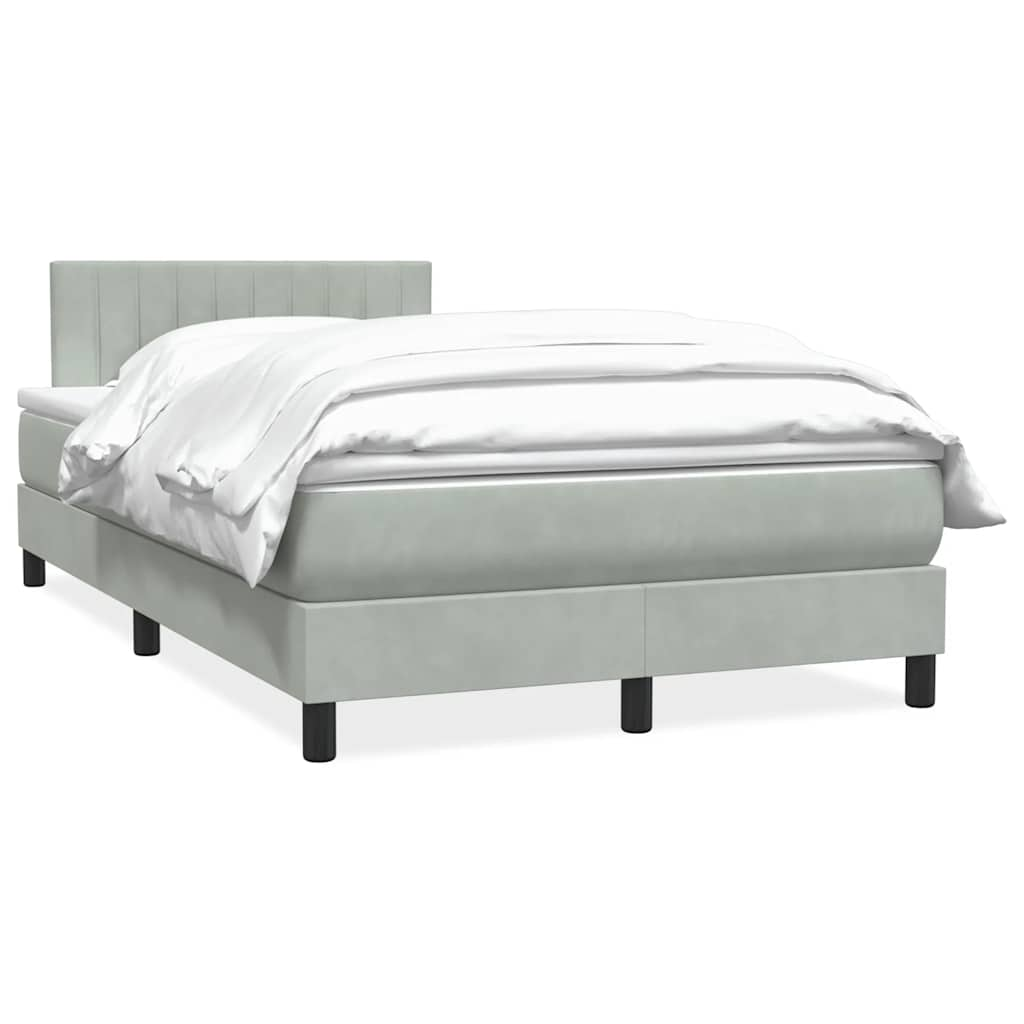 vidaXL Boxspringbett mit Matratze Hellgrau 120x220 cm Samt