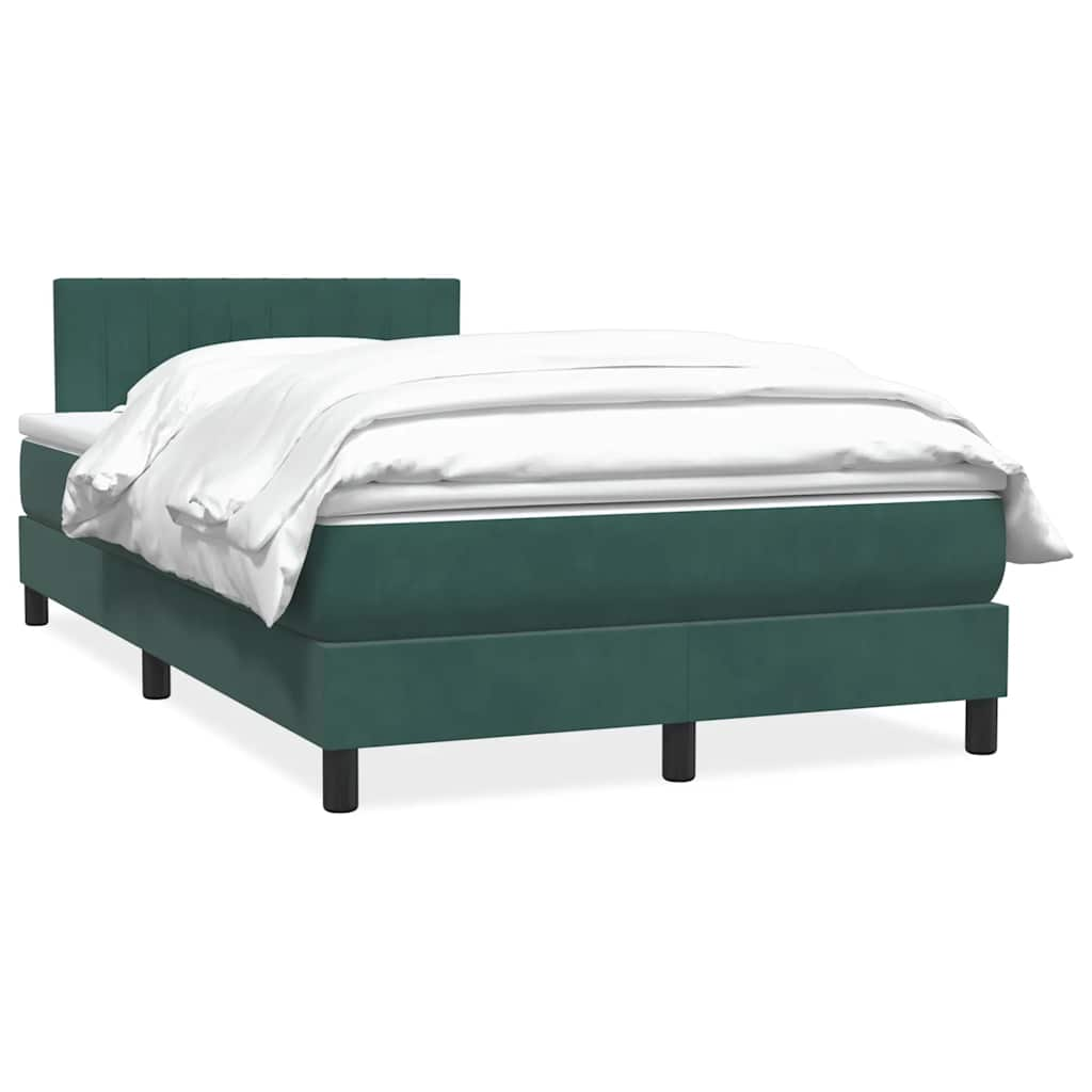 vidaXL Pat box spring cu saltea, verde închis, 120x220 cm, catifea